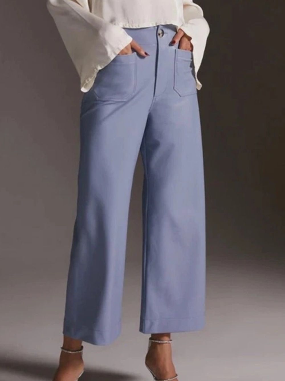 Maeve The Colette Faux Leather Pants Women’s 28 Light Blue Cropped